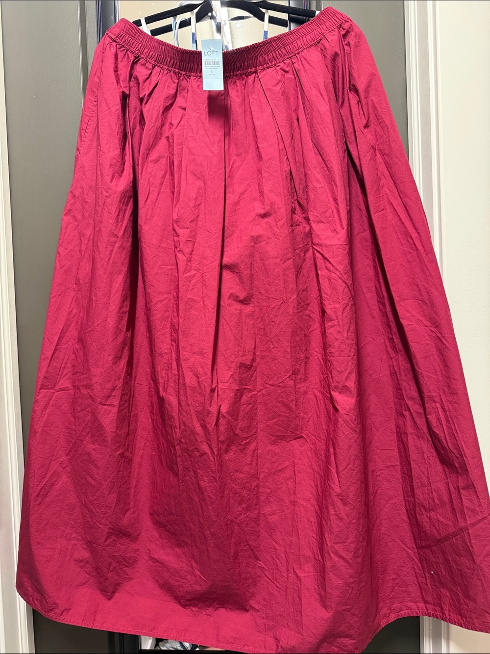 LOFT Raspberry Red Gathered Full Skirt